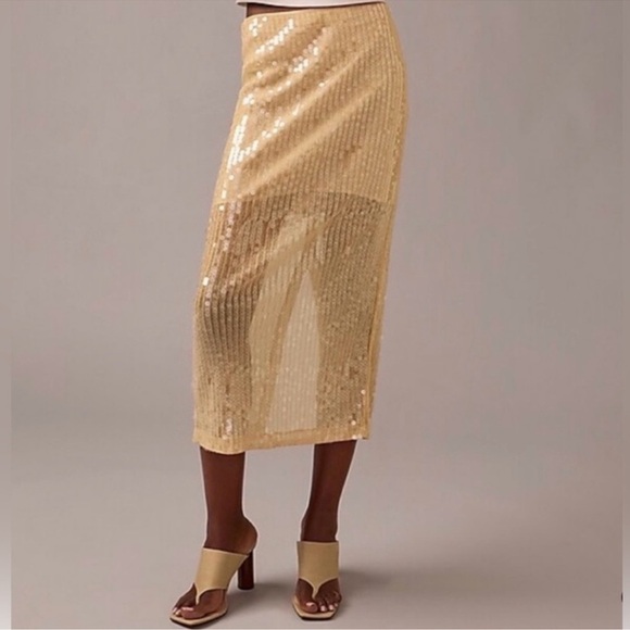J.Crew Gold Sequin Pencil Skirt - Picture 4 of 12